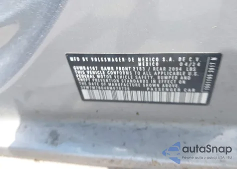 2024 Volkswagen Jetta 1.5T Se z USA, uszkodzony, nr VIN 3VW7M7BU4RM078736